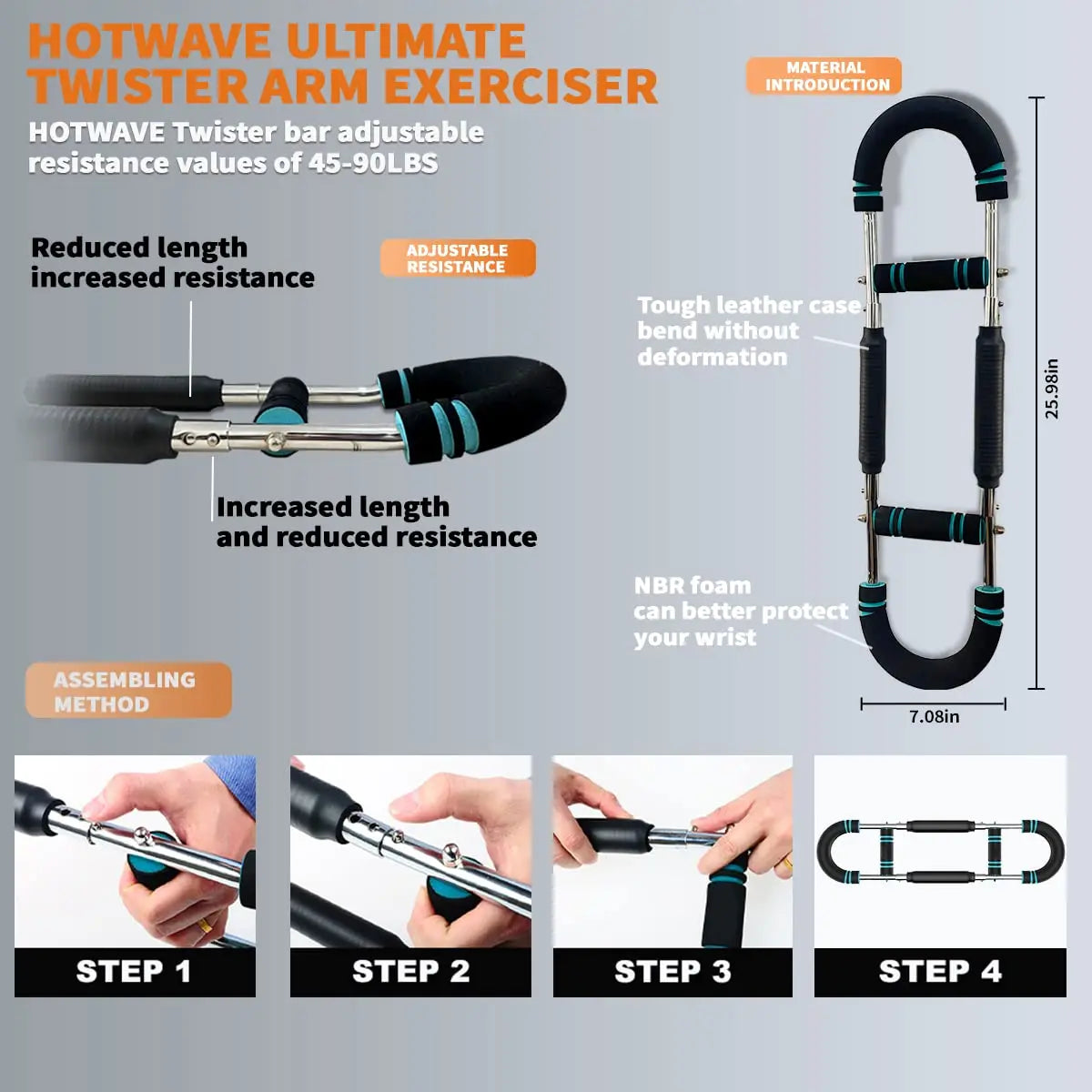 HOTWAVE Arm Trainer, Adjustable Chest Workout Equipment, Arm Trainer for Men, Chest Trainer for Men, Shoulder Muscle Training, Portable Spring Resistance Home Fitness Equipment Summerwins fathersdaygift