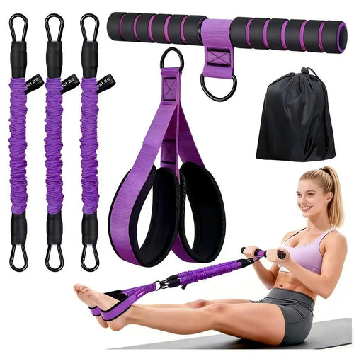 Adjustable Resistance Band Set with Padded Handles, Ft Straps & 90lb Dual-Layer Safety Bands - Portable Home Fitness Pedal Puller for Bodybuilding, Hand-Pulling, Multi-Exercise, Train Needs, Bodybuilding Resistance Bands, Hand-Pulling Resistance Bands - Color: Resistance Band - Purple