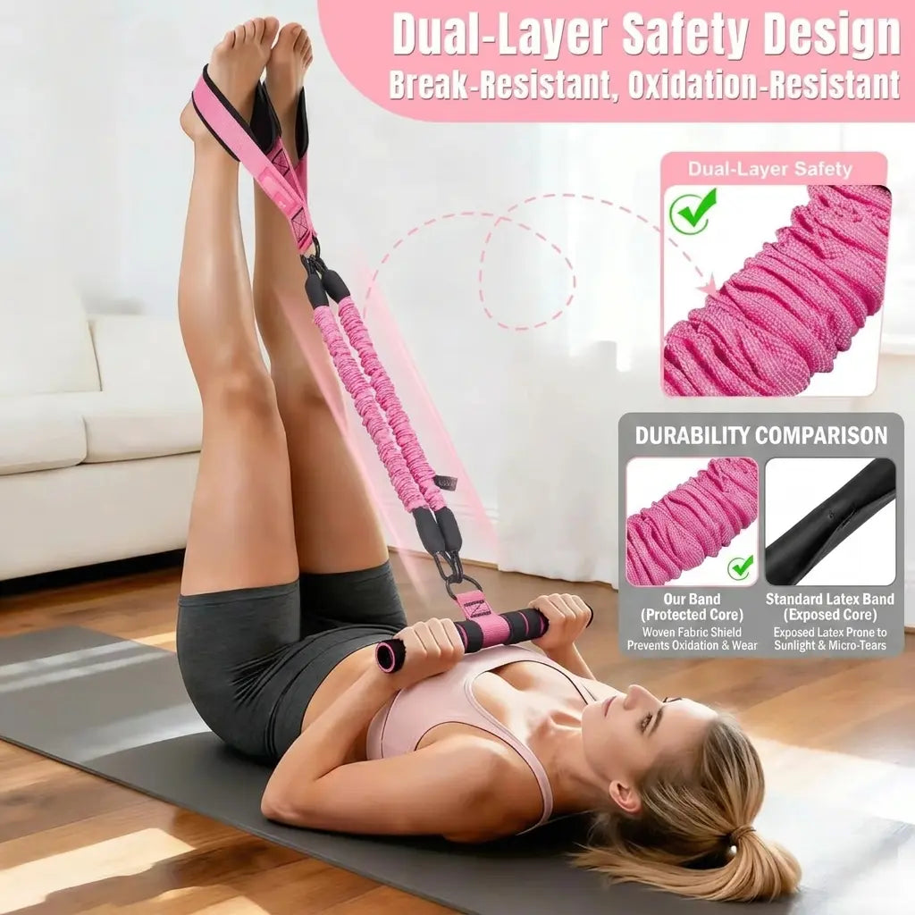 Adjustable Resistance Band Set with Padded Handles, Ft Straps & 90lb Dual-Layer Safety Bands - Portable Home Fitness Pedal Puller for Bodybuilding, Hand-Pulling, Multi-Exercise, Train Needs, Bodybuilding Resistance Bands, Hand-Pulling Resistance Bands
